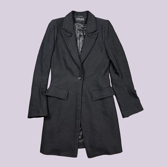 Ann Demeulemeester Black Wool Cinched Long Blazer Designer Coat EU 38 / US Small - Picture 1 of 6